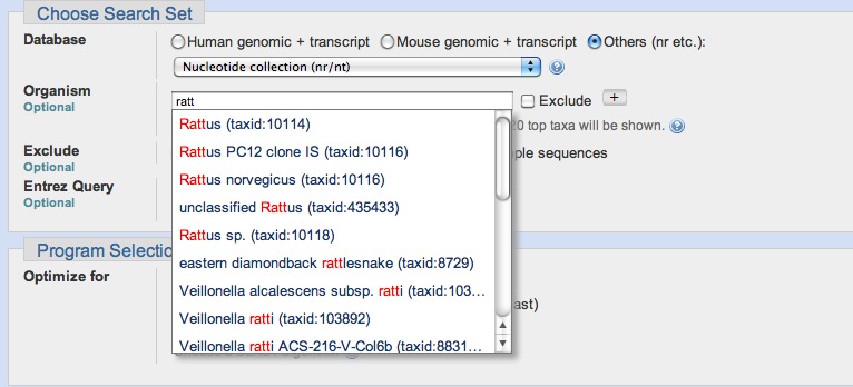 Figure 4: . Detail from the nucleotide-nucleotide search page.