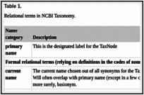 Table 1. . Relational terms in NCBI Taxonomy.