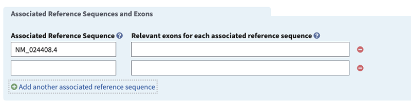 How to enter reference sequences and exons