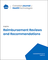 Cover of CADTH Reimbursement Reviews and Recommendations