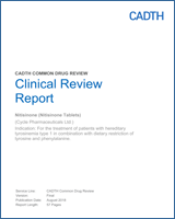 Cover of Clinical Review Report: Nitisinone (Nitisinone Tablets)