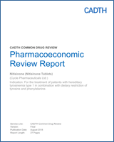 Cover of Pharmacoeconomic Review Report: Nitisinone (Nitisinone Tablets)