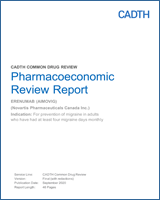 Cover of Pharmacoeconomic Review Report: Erenumab (Aimovig)